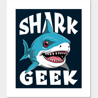 Shark Geek - Adorable Great White Shark Design for Shark Lovers Posters and Art